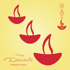 Indian festival Happy Diwali with Diwali props, holiday Background, Diwali celebration greeting card, vector illustration design.