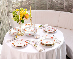 Vintage dining set unique porcelain tableware europe dragons and phoenix