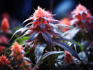 Macro shot of realistic marijuana terpenes, flower