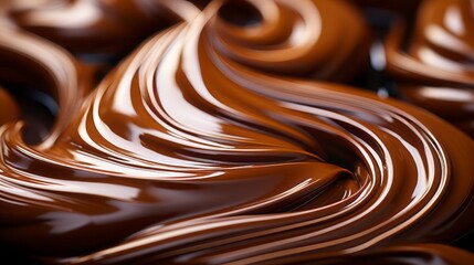 Chocolate texture. Liquid chocolate close-up. Textured dark chocolate. Generative Ai.  - obrazy, fototapety, plakaty