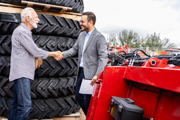 Tractor dealership service. Providing tires and spare parts for agricultural machinery maintenance.