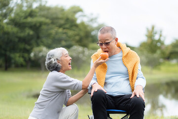 Elderly people take care of each other.