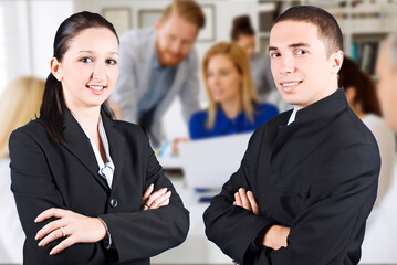 Cheerful two business people