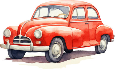 Waercolour cute car, Sticker vehicle colorful, Cartoon, illustration.