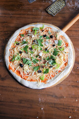 vegan pizza ready to go into the oven