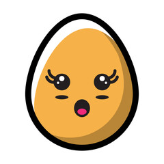 impressed egg emoticon filled line style