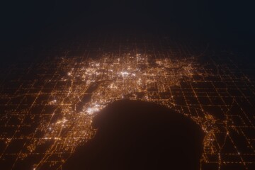 Aerial view on Appleton (USA) from south. Top view on modern city at night from satellite