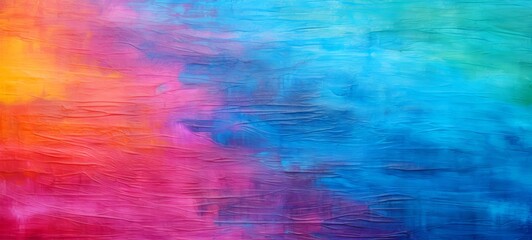 Abstract acrylic crayon paint painted waves painting texture colorful background banner - Blue pink...