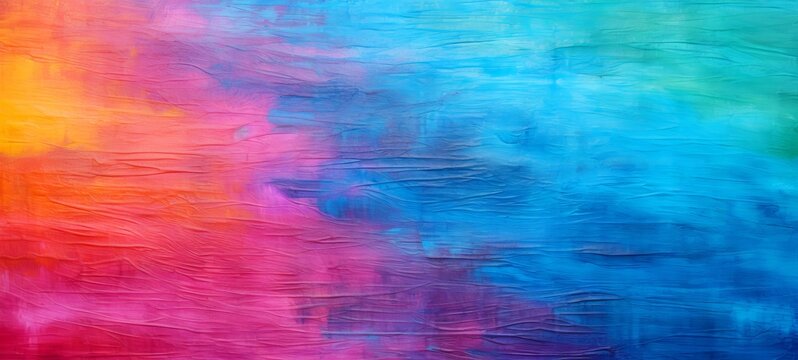 Abstract acrylic crayon paint painted waves painting texture colorful background banner - Blue pink color brush stroke structure