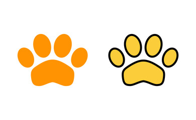 Paw icon set for web and mobile app. paw print sign and symbol. dog or cat paw