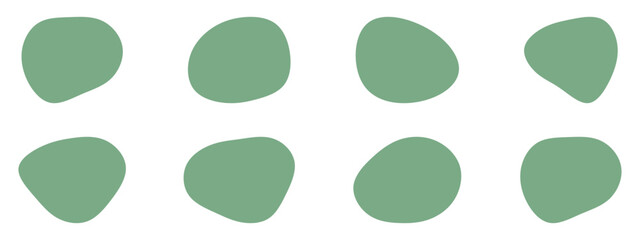 Organic blobs set icon. Random shapes cube drop.