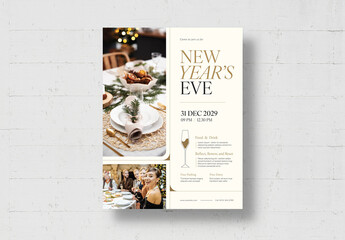 New Year Flyer Layout Modern Elegant NYE Party for Hotel Bar Restaurant