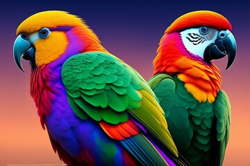two parrot colorfull