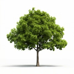 Fototapeta na wymiar A vibrant green tree against a clean white backdrop