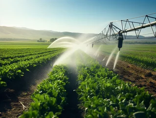 Fotobehang Efficient water irrigation for liveliness of rural agricultural lands © alla.naumenco