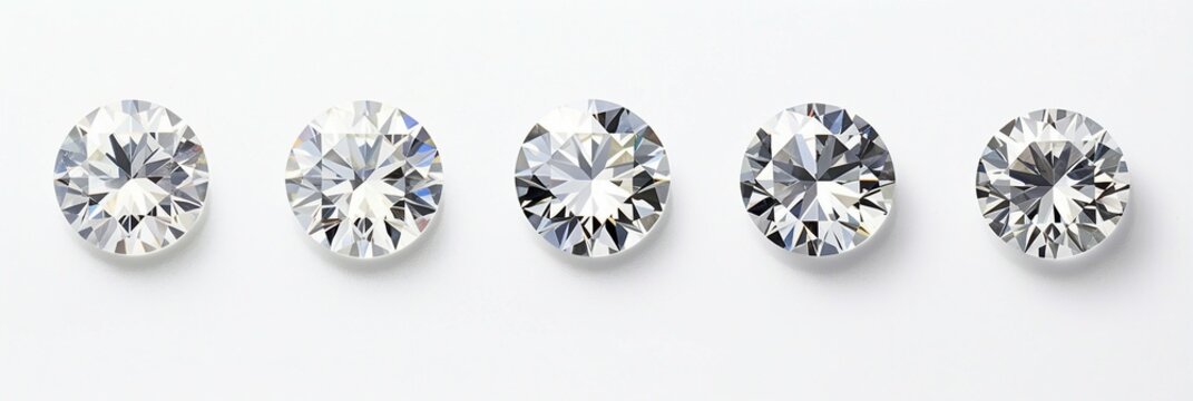 Five different types of diamonds on a white background