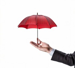 A person holding a red umbrella
