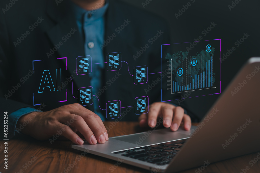 Poster digital ai artificial intelligence technology communication network. business iot internet of things