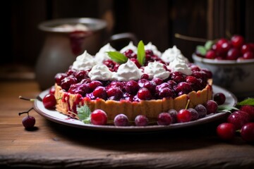 Capturing the Exquisite Delicacy of a Finnish Lingonberry Pie, a Taste of Finland's Culinary Heritage
