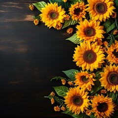 sunflower background copy space, ai generative