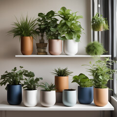  showcase the beauty of indoor plants in pots within urban living spaces. Emphasize how potted plants can transform apartments, condos, and houses into lush, green oases, even in the heart of the city