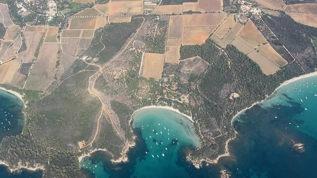Aerial views flying over Hyeres coast