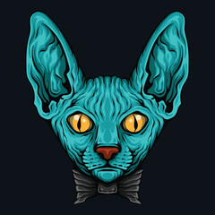 tshirt design sphynx cat illustration isolated vector
