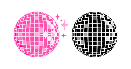 Disco Ball Silhouette, Pink Mirror Ball Glitterball
