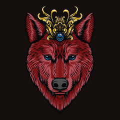 red wolf crown ornament illustration