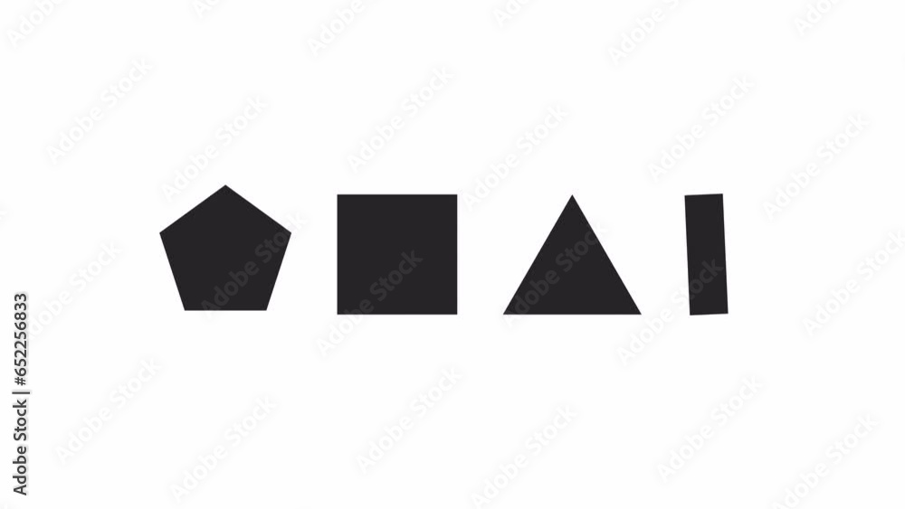 Poster geometric shapes rotating black and white loading animation. geometry forms transform outline 2d car
