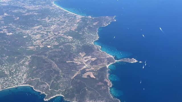 Aerial view flying over Bormes les mimosas
