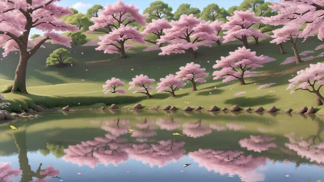 blossakura in spring sakura lake and tree flower