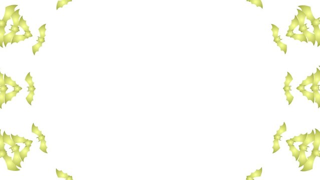 Animated golden bats fly out from center of screen. Looped video. Concept of Halloween, Black Friday. Flat vector illustration isolated on a white background.
