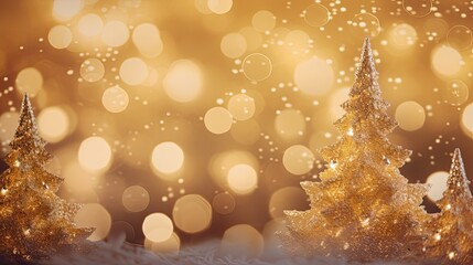 Fototapeta na wymiar Christmas tree with golden lights