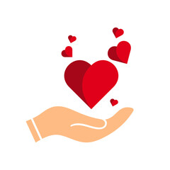 Hand hold up heart or love icon.