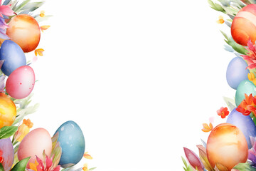 Naklejka na ściany i meble Easter egg frame with blank background, easter holidays concept