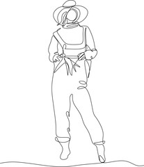 continuous line drawing farmer with vegetables vector illustration simple
