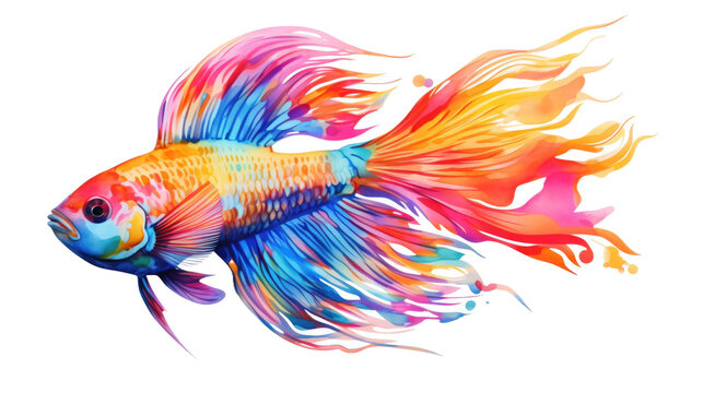  colourful fighting fish isolated on transparent background 