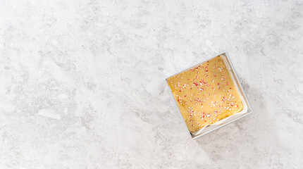 Homemade candy cane fudge
