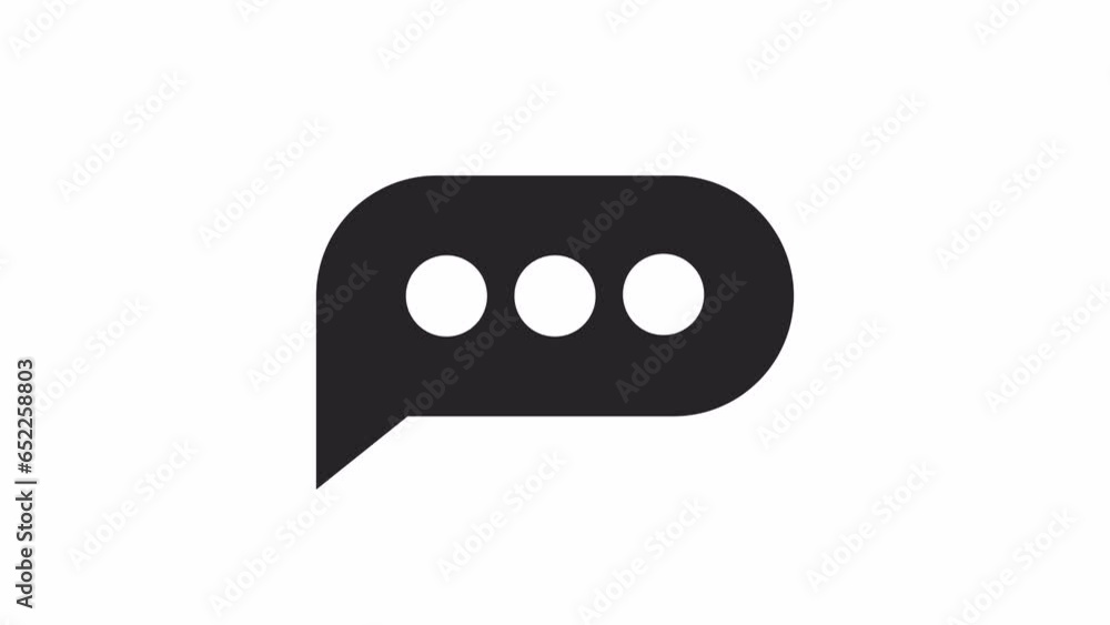 Poster chat bubble with three dots jumping black and white loading animation. type dots outline 2d cartoon 