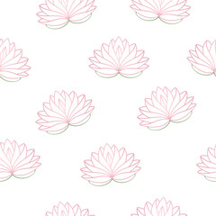 pink lotus water lilly flower seamless pattern