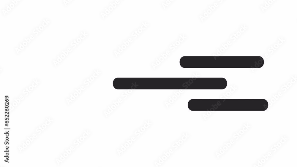 Poster three lines sliding side to side black and white loading animation. horizontal outline 2d cartoon pr