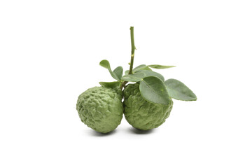  Kaffir lime isolated on white background,popular fruit in Thailand, herb ,clipping path