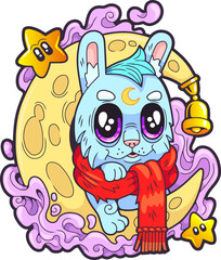 cute little moon rabbit, illustration design