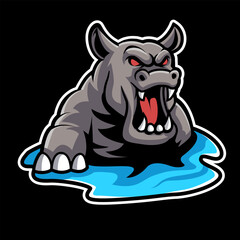 Hippo e-sport logo mascot design