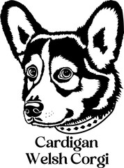 Cardigan Welsh Corgi. Dog silhouette monogram Dog breed. Dog face 