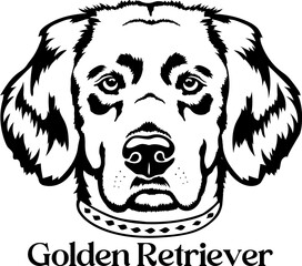 Golden Retriever Dog silhouette monogram Dog breed. Dog face 