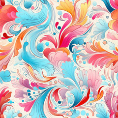 Seamless Pastel Textile illustration abstract floral texture patterns for fabric digital print. Generative AI