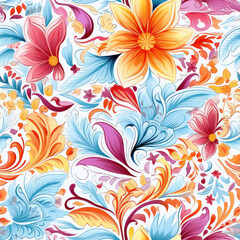 Fototapeta na wymiar Seamless Pastel Textile illustration abstract floral texture patterns for fabric digital print. Generative AI