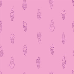 Designs with ice cream, flowers, strawberry, cherry and little bunny silhouette. Great pattern for summer shirts, dress, kids apparel and for kitchen textile.